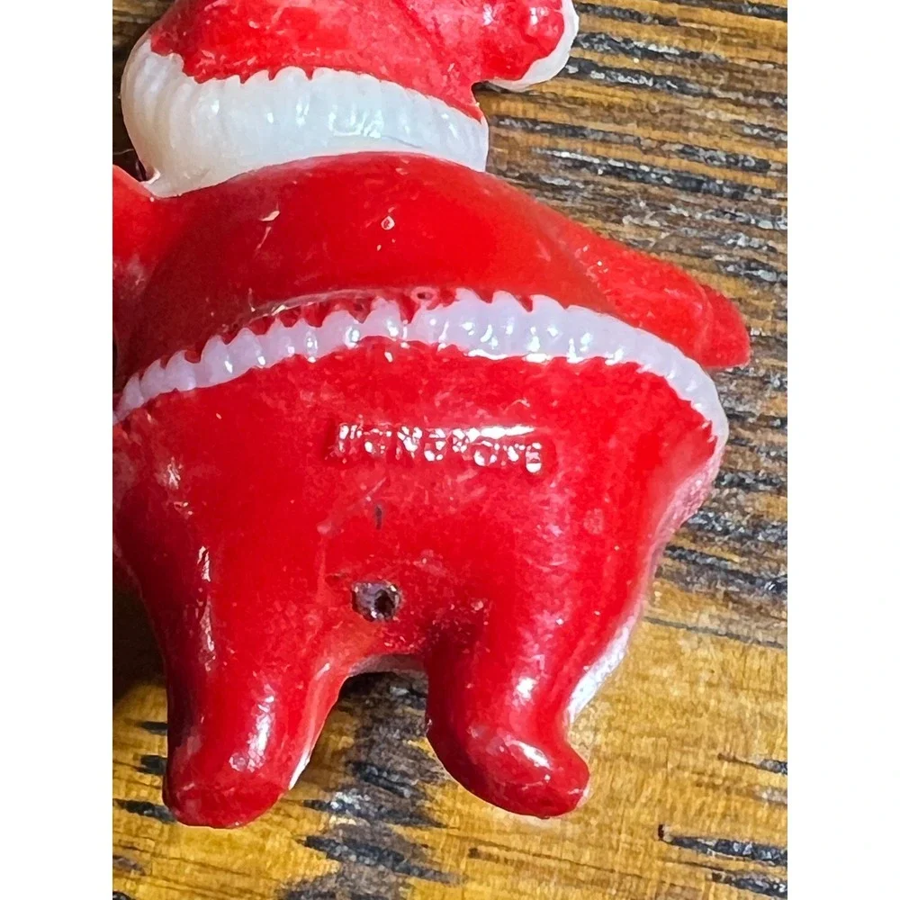 Vintage Christmas Flocked Elf Figurine Red Santa Suit Hong Kong Retro Decor 2.5